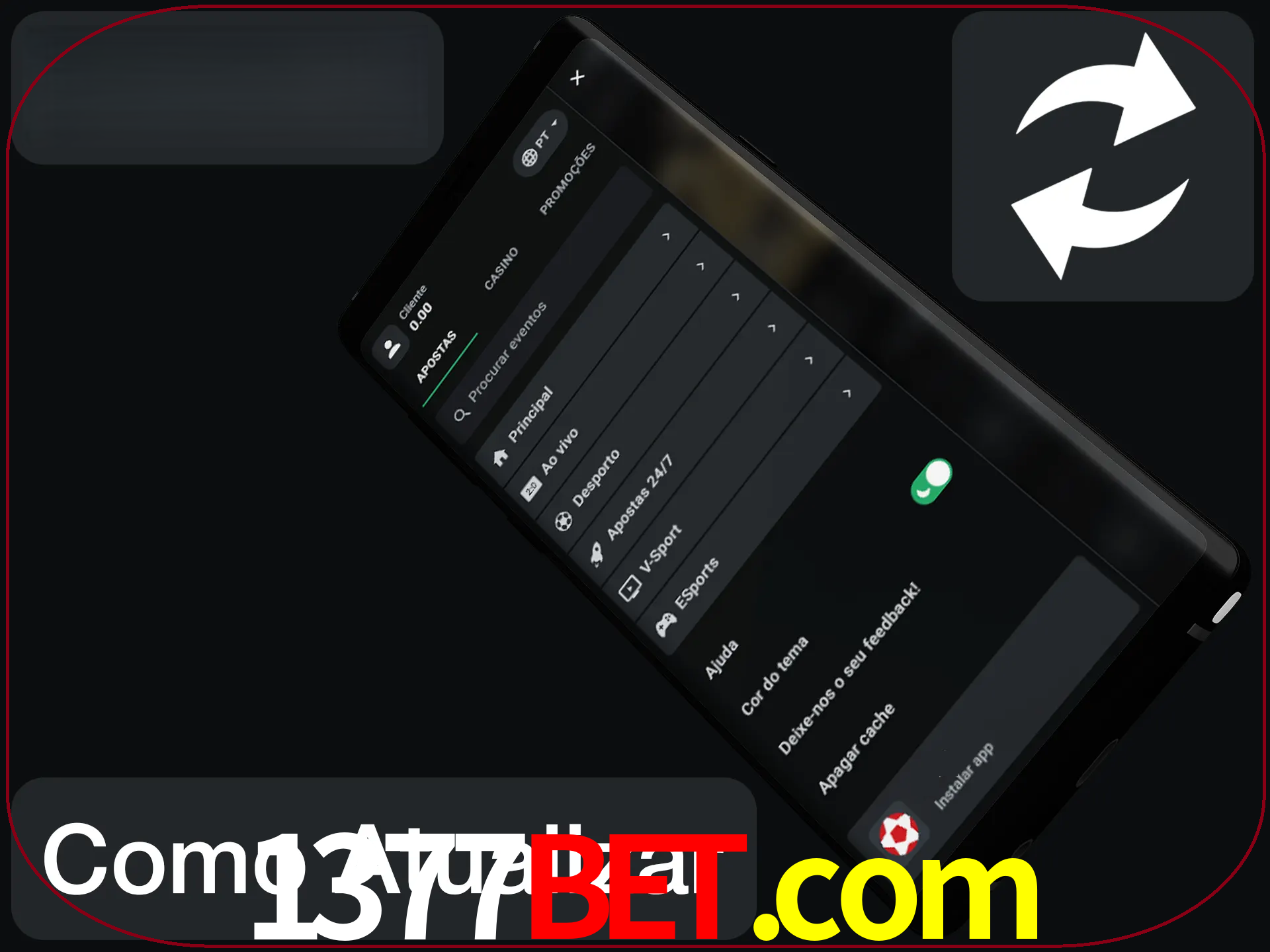O aplicativo é atualizado automaticamente quando você faz o login.